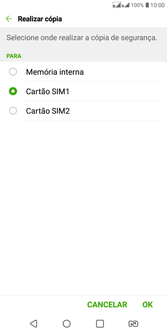 Pressione OK. Pressione OK.