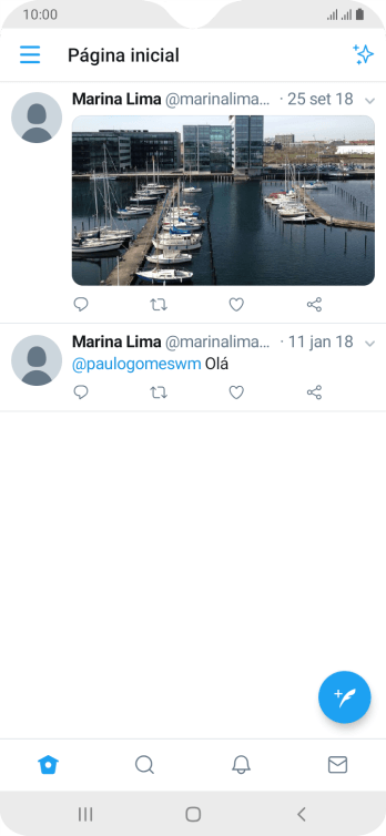 Pressione o ícone de novo tweet. Pressione o ícone de novo tweet.