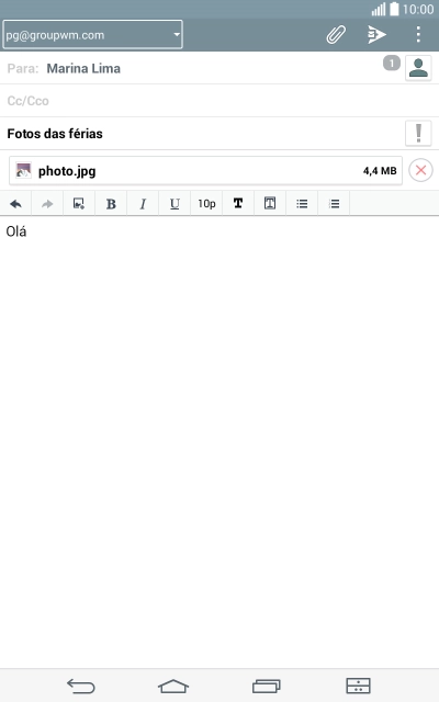 Pressione o ícone de enviar, quando terminar de escrever seu e-mail. Pressione o ícone de enviar, quando terminar de escrever seu e-mail.