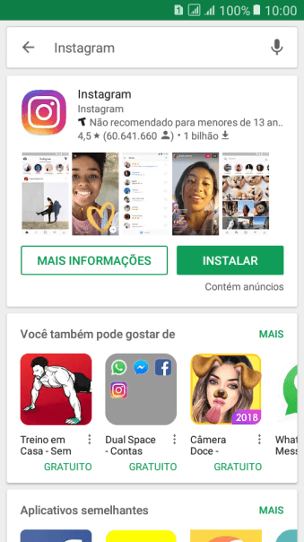 Pressione Instagram. Pressione Instagram.