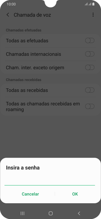 Digite sua senha de bloqueio, e pressione OK. Digite sua senha de bloqueio, e pressione OK.