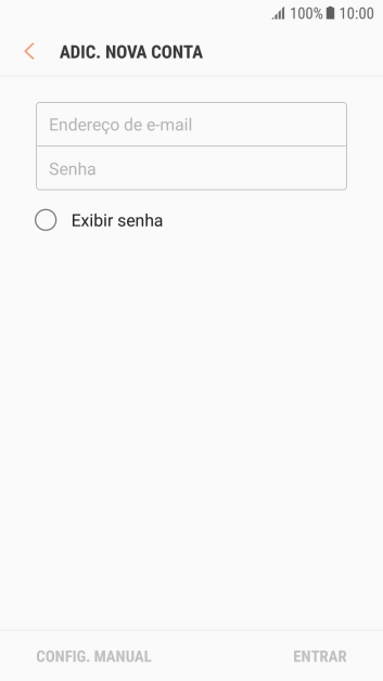 Pressione Endereço de e-mail, e digite o endereço de e-mail. Pressione Endereço de e-mail, e digite o endereço de e-mail.