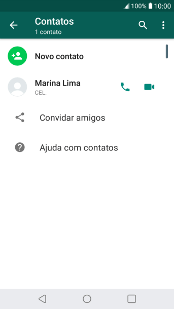 Pressione o ícone de busca, e digite as primeiras letras do nome do contato. Pressione o ícone de busca, e digite as primeiras letras do nome do contato.