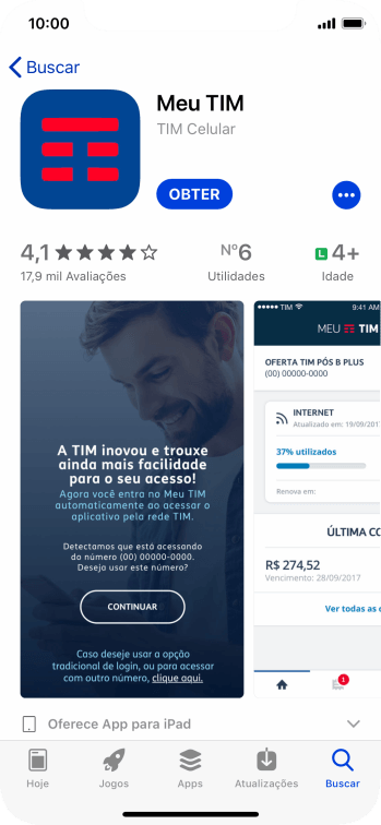 Pressione OBTER, e siga as indicações da tela para instalar o app. Pressione OBTER, e siga as indicações da tela para instalar o app.