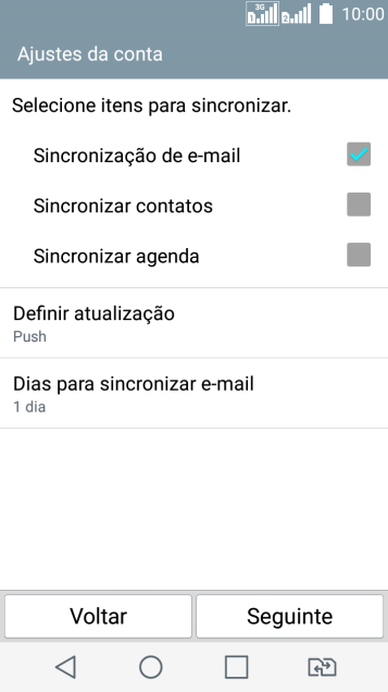 Se a tela mostrar essa imagem, sua conta foi reconhecida e configurada automaticamente. Siga as instruções da tela para inserir mais informações e finalizar a configuração. Se a tela mostrar essa imagem, sua conta foi reconhecida e configurada automaticamente. Siga as instruções da tela para inserir mais informações e finalizar a configuração.