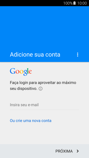 Pressione Insira seu e-mail e digite o nome de usuário da sua conta Google. Pressione Insira seu e-mail e digite o nome de usuário da sua conta Google.