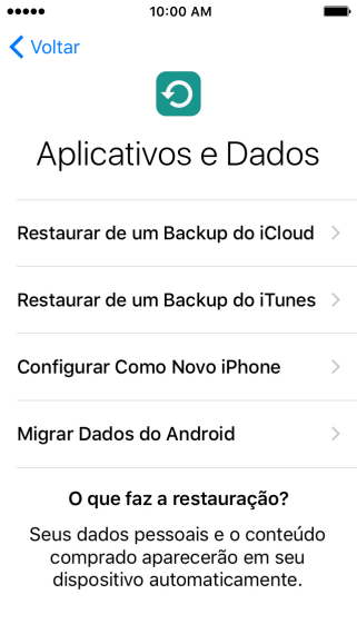 Pressione Restaurar de um Backup do iCloud. Pressione Restaurar de um Backup do iCloud.