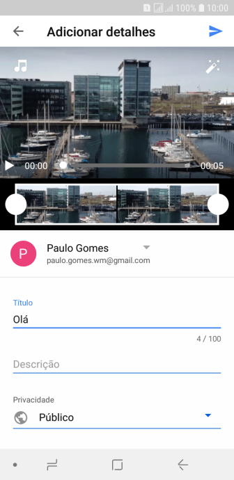 Escreva o texto desejado, e pressione o ícone de upload. Escreva o texto desejado, e pressione o ícone de upload.