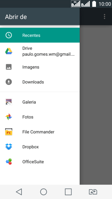 Pressione Galeria, e navegue até a pasta desejada. Pressione Galeria, e navegue até a pasta desejada.