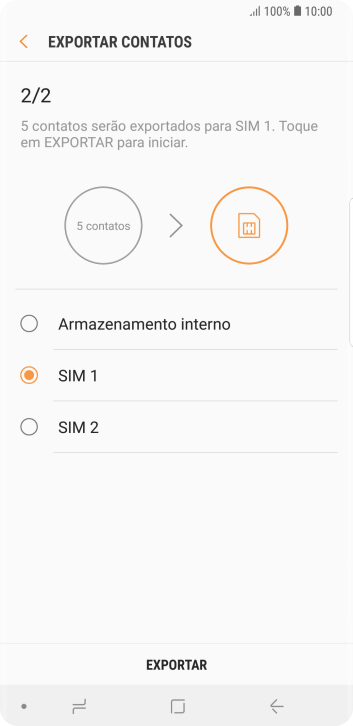 Pressione EXPORTAR. Pressione EXPORTAR.