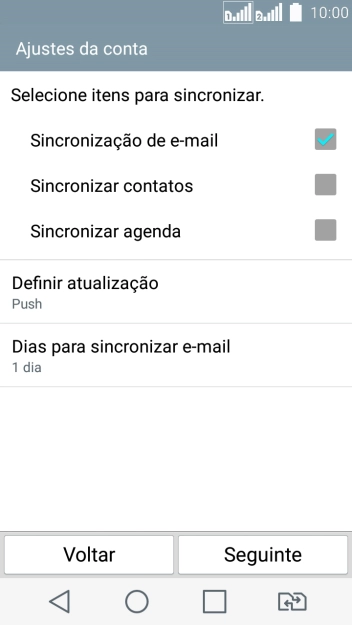 Se a tela mostrar essa imagem, sua conta foi reconhecida e configurada automaticamente. Siga as instruções da tela para inserir mais informações e finalizar a configuração. Se a tela mostrar essa imagem, sua conta foi reconhecida e configurada automaticamente. Siga as instruções da tela para inserir mais informações e finalizar a configuração.