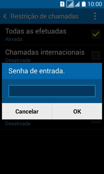 Digite sua senha de bloqueio, e pressione OK. Digite sua senha de bloqueio, e pressione OK.