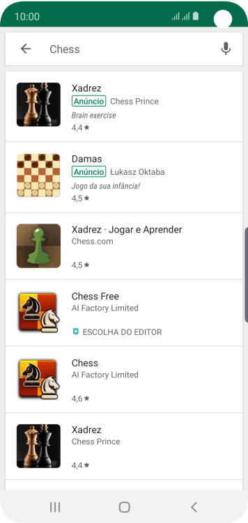 Pressione o app desejado. Pressione o app desejado.
