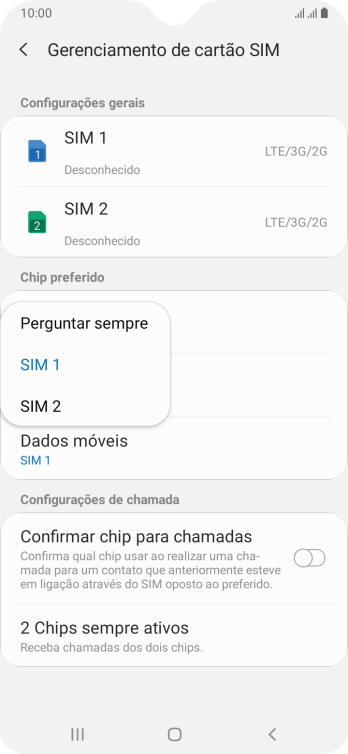 Pressione a configuração desejada. Pressione a configuração desejada.
