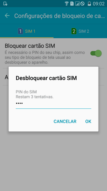 Digite um código PIN de quatro cifras e pressione OK. O código PIN padrão é 1010. Digite um código PIN de quatro cifras e pressione OK. O código PIN padrão é 1010.
