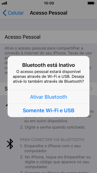 Se o Wi-Fi estiver ativado você deve pressionar Somente Wi-Fi e USB. Se o Wi-Fi estiver ativado você deve pressionar Somente Wi-Fi e USB.