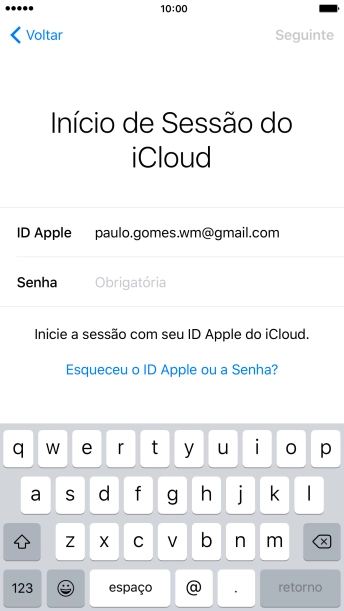 Pressione Obrigatória, e digite a senha do seu ID Apple. Pressione Obrigatória, e digite a senha do seu ID Apple.