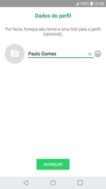 Digite o nome do usuário, e pressione AVANÇAR. Digite o nome do usuário, e pressione AVANÇAR.