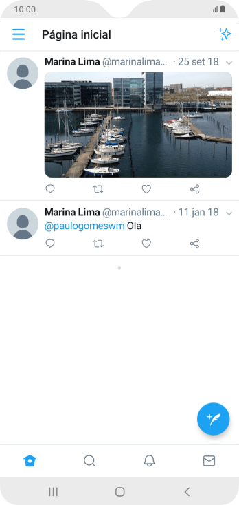 Pressione o ícone de novo tweet. Pressione o ícone de novo tweet.