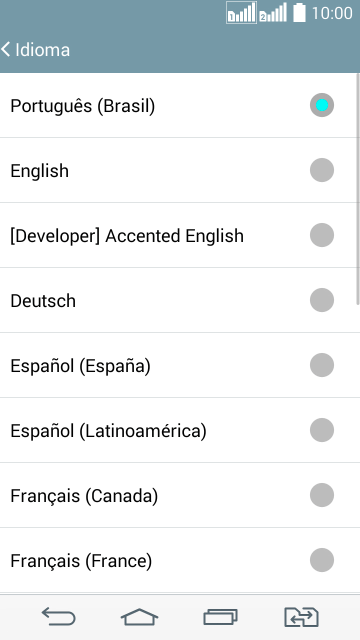 Pressione o idioma desejado. Pressione o idioma desejado.