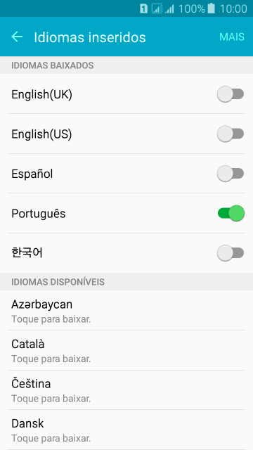 Pressione o idioma desejado para adicioná-lo. Pressione o idioma desejado para adicioná-lo.