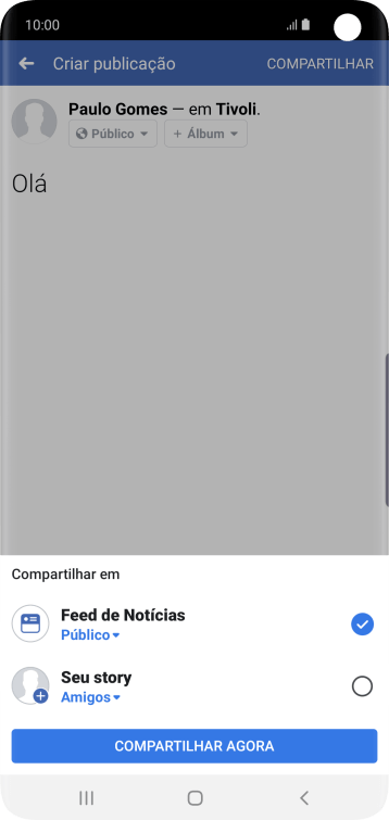 Pressione o campo ao lado das configurações desejadas. Pressione o campo ao lado das configurações desejadas.