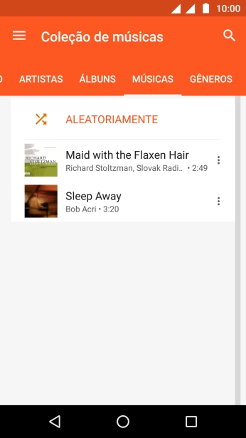 Pressione o arquivo de música desejado. Pressione o arquivo de música desejado.