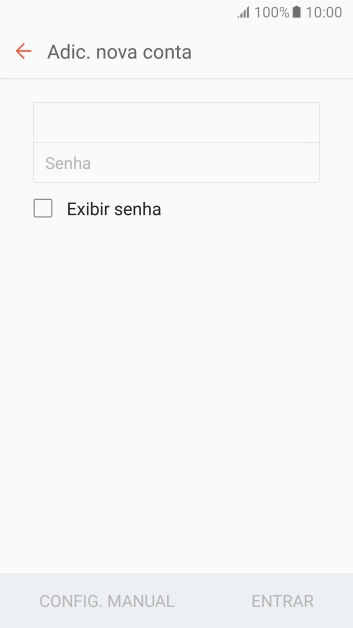 Pressione Senha e digite a senha da sua conta e-mail. Pressione Senha e digite a senha da sua conta e-mail.