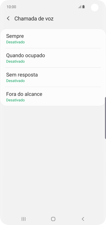 Pressione o tipo de encaminhamento desejado. Pressione o tipo de encaminhamento desejado.