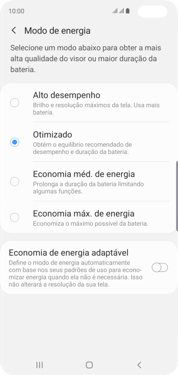 Pressione o tipo de configuração desejada para ativar a função. Pressione o tipo de configuração desejada para ativar a função.