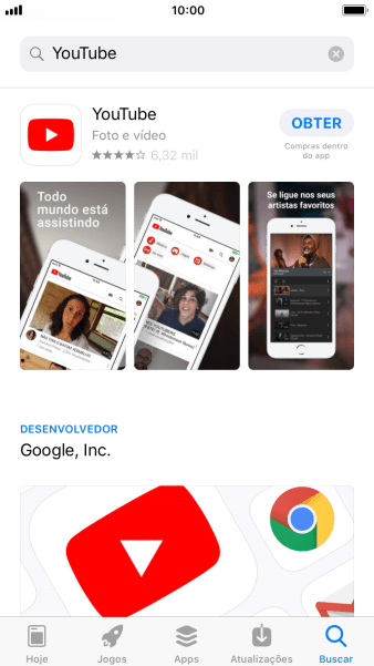 Pressione YouTube. Pressione YouTube.
