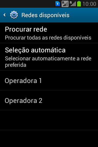 Se você quiser selecionar a rede automaticamente, deve pressionar Seleção automática. Se você quiser selecionar a rede automaticamente, deve pressionar Seleção automática.