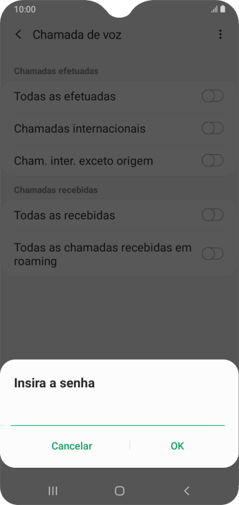 Digite sua senha de bloqueio, e pressione OK. Digite sua senha de bloqueio, e pressione OK.