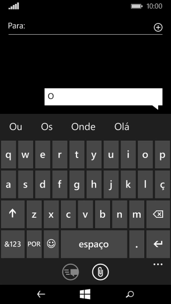 As sugestões de palavras são mostradas na tela, enquanto você escreve. Pressione a palavra desejada para inseri-la. As sugestões de palavras são mostradas na tela, enquanto você escreve. Pressione a palavra desejada para inseri-la.