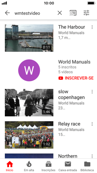 Pressione o vídeo desejado. Pressione o vídeo desejado.