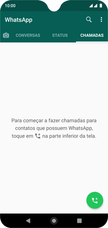 Pressione o ícone de nova chamada. Pressione o ícone de nova chamada.