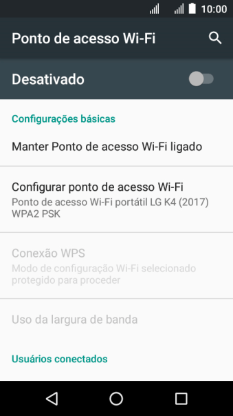 Pressione Configurar ponto de acesso Wi-Fi. Pressione Configurar ponto de acesso Wi-Fi.