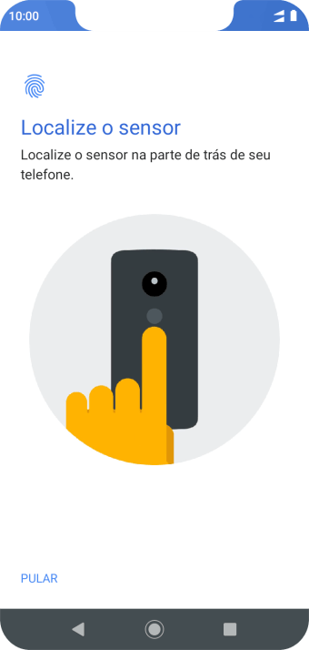 Siga as instruções na tela para configurar o código de bloqueio do celular com impressão digital. Siga as instruções na tela para configurar o código de bloqueio do celular com impressão digital.
