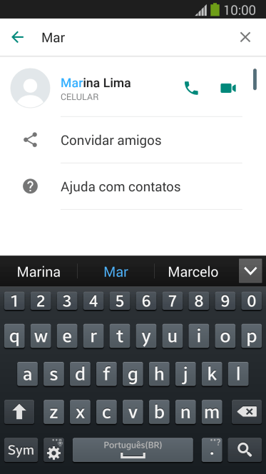 Pressione o ícone de chamada de voz para realizar uma chamada de voz para o contato. Pressione o ícone de chamada de voz para realizar uma chamada de voz para o contato.