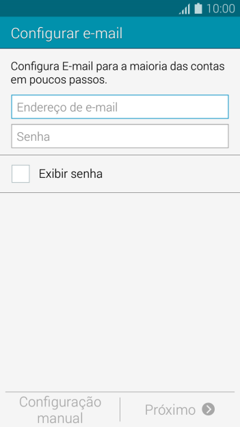 Pressione Endereço de e-mail, e digite o endereço de e-mail. Pressione Endereço de e-mail, e digite o endereço de e-mail.