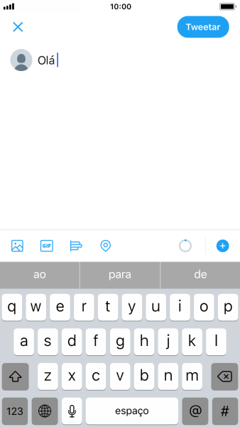 Digite o texto desejado, e pressione Tweetar. Digite o texto desejado, e pressione Tweetar.