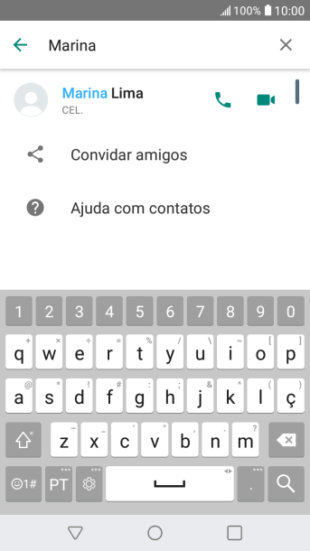 Pressione o ícone de chamada de voz para realizar uma chamada de voz para o contato. Pressione o ícone de chamada de voz para realizar uma chamada de voz para o contato.