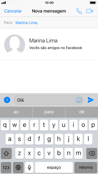 Escreva a mensagem desejada, e pressione o ícone de enviar. Escreva a mensagem desejada, e pressione o ícone de enviar.