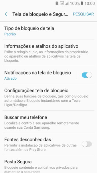 Pressione Tipo de bloqueio de tela, e digite o código de bloqueio atual. Pressione Tipo de bloqueio de tela, e digite o código de bloqueio atual.