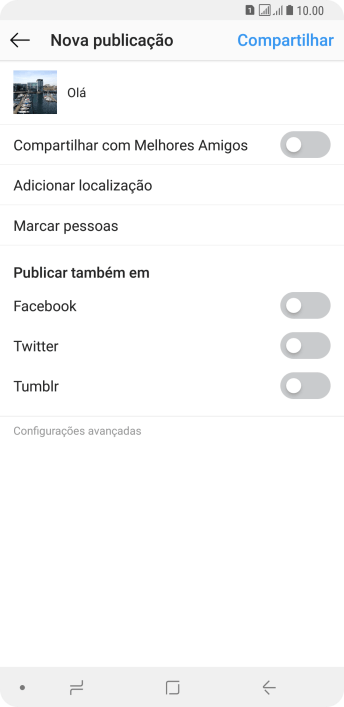 Digite o texto, e pressione Compartilhar. Digite o texto, e pressione Compartilhar.