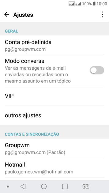 Pressione a conta de e-mail desejada. Pressione a conta de e-mail desejada.