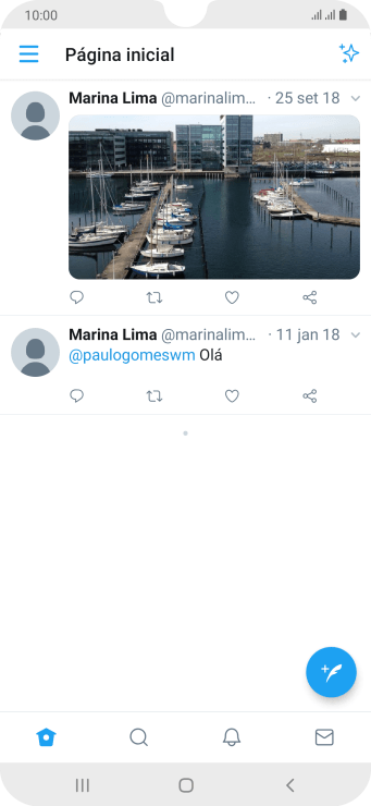 Pressione o ícone de novo tweet. Pressione o ícone de novo tweet.