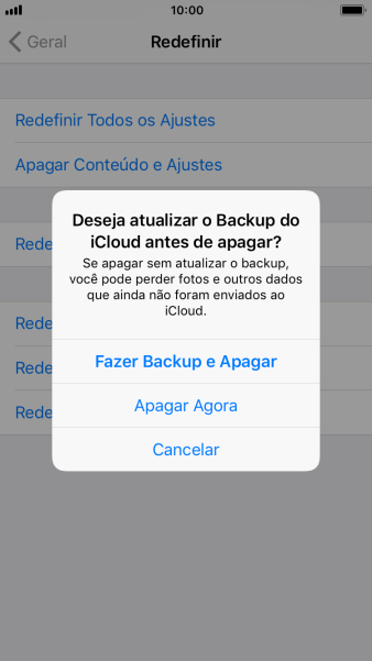 Pressione a configuração desejada. Pressione a configuração desejada.