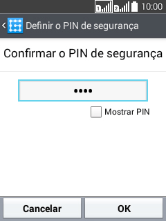 Digite o código PIN novamente e pressione OK. Digite o código PIN novamente e pressione OK.