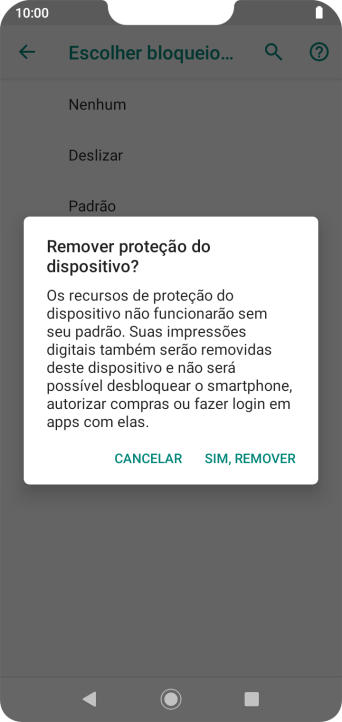 Pressione SIM, REMOVER. Pressione SIM, REMOVER.